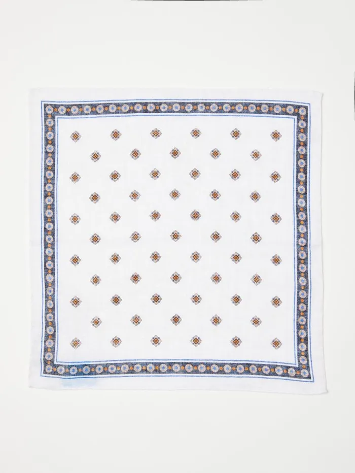 JMcLaughlin Linen Pocket Square In Foulard Off Whitekhaki Men Pocket Squares JMcLaughlin Linen Pocket Square In Foulard Off Whitekhaki Men Pocket Squares