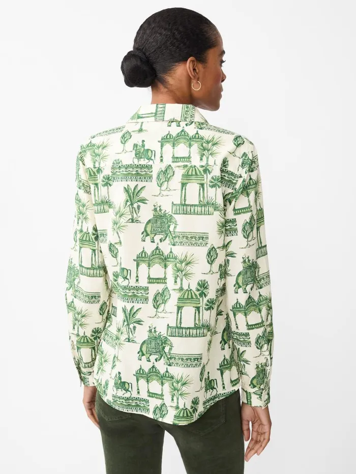 JMcLaughlin Lois Shirt In Desert Toile Off Whitegreen Women Shirts and Tops