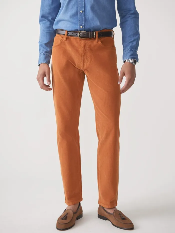 JMcLaughlin Parker 5Pocket Straight Pants In Italian Stretch Cord Rust Men Pants
