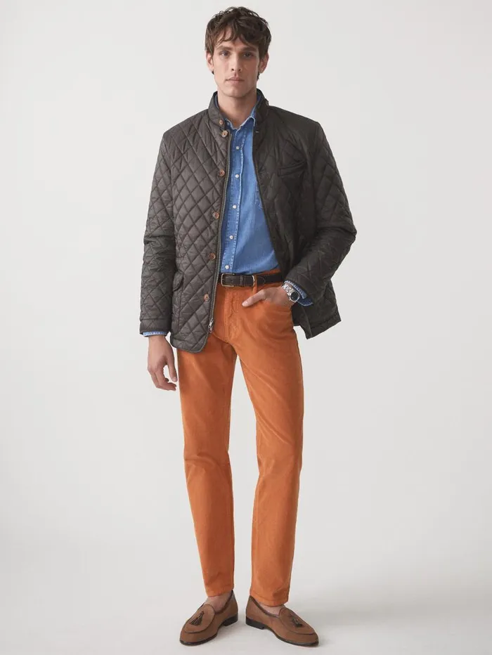 JMcLaughlin Parker 5Pocket Straight Pants In Italian Stretch Cord Rust Men Pants