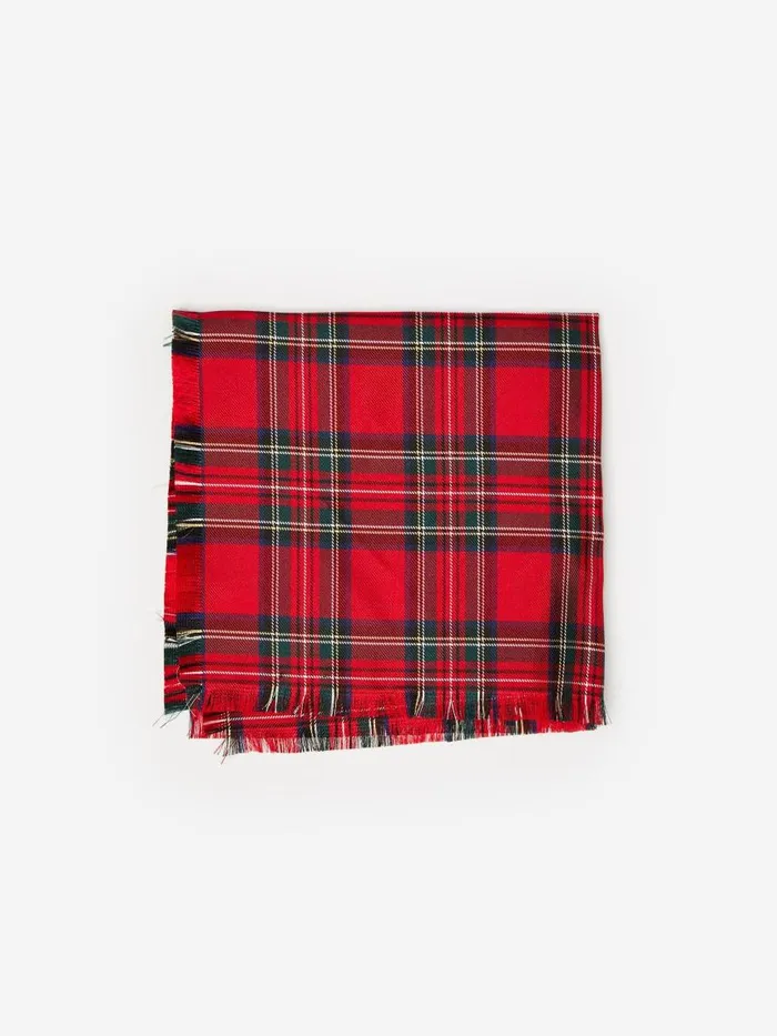 JMcLaughlin Pocket Square In Plaid Red Multi Men Pocket Squares