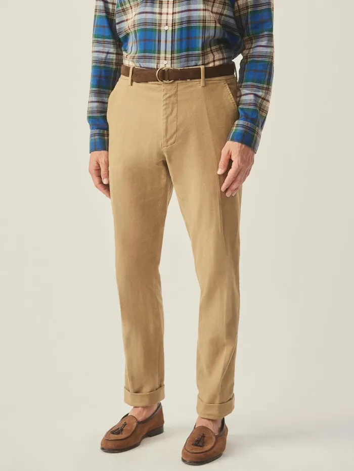 JMcLaughlin Redding StraightFit Chino Pants In Italian Moleskin British Khaki Men Pants
