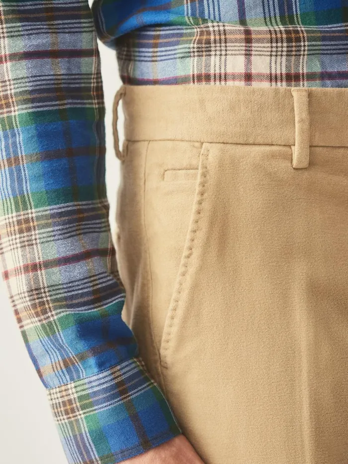 JMcLaughlin Redding StraightFit Chino Pants In Italian Moleskin British Khaki Men Pants