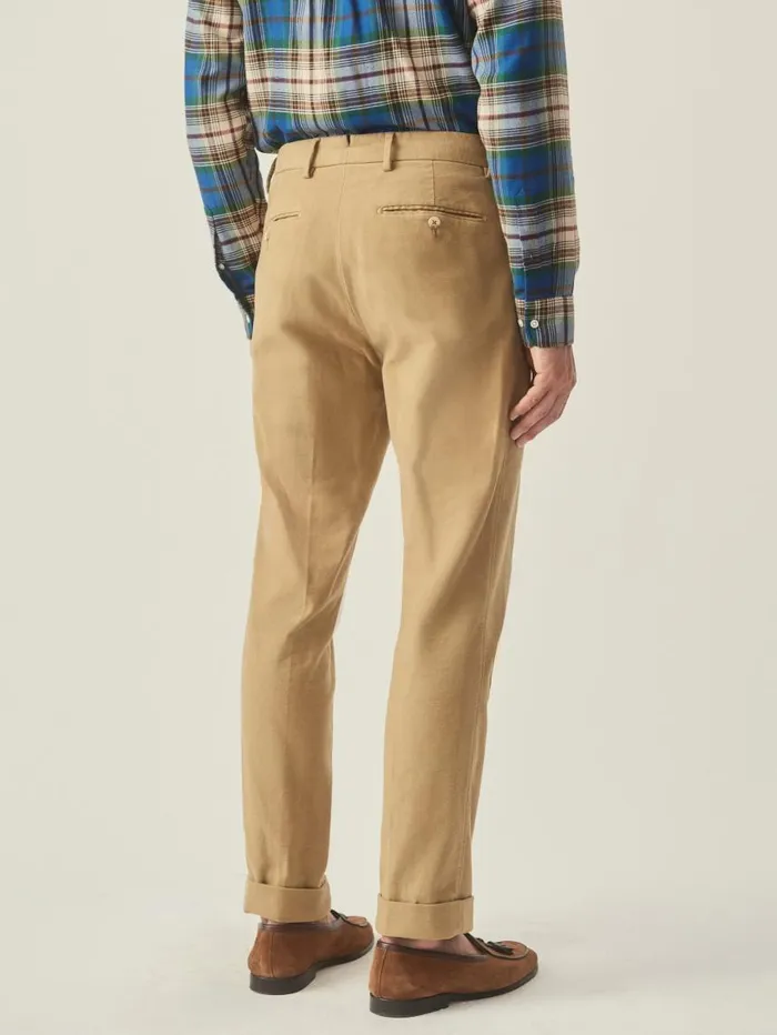 JMcLaughlin Redding StraightFit Chino Pants In Italian Moleskin British Khaki Men Pants
