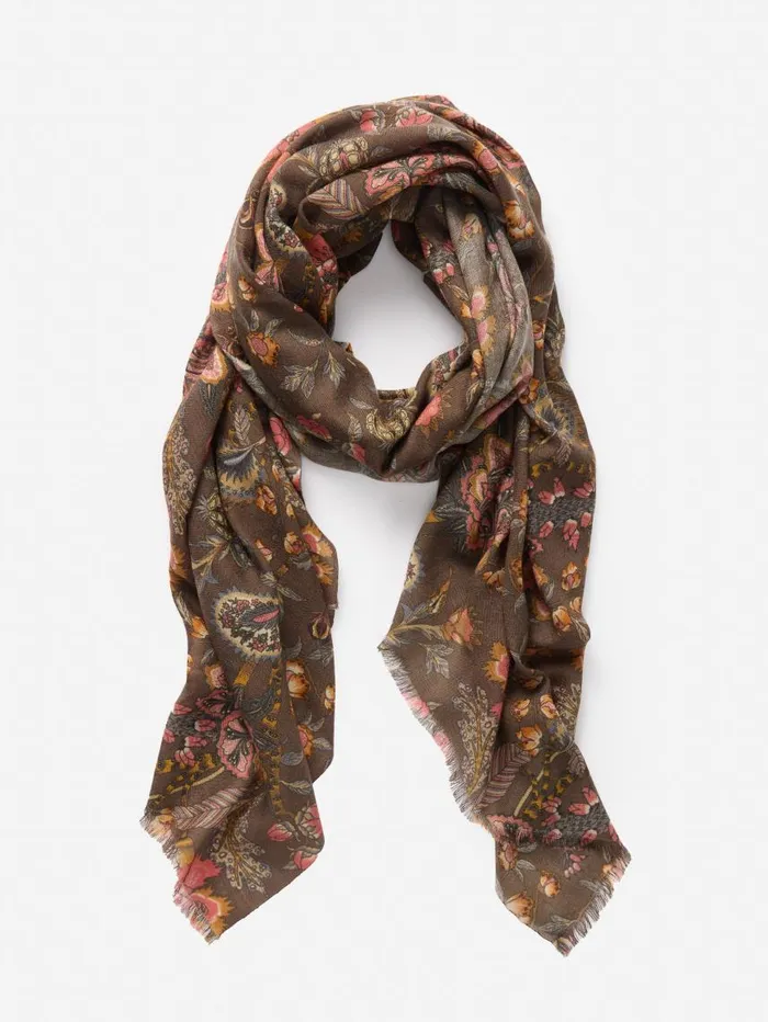 JMcLaughlin Reed Scarf In Baroque Bloom Brownmulti Women Scarves