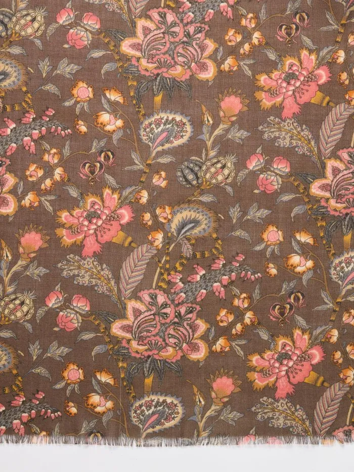 JMcLaughlin Reed Scarf In Baroque Bloom Brownmulti Women Scarves JMcLaughlin Reed Scarf In Baroque Bloom Brownmulti Women Scarves