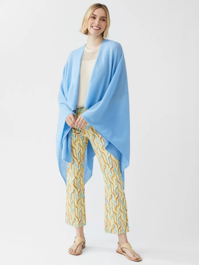 JMcLaughlin Rossi Cashmere Wrap Light Blue Women Jackets and Outerwear