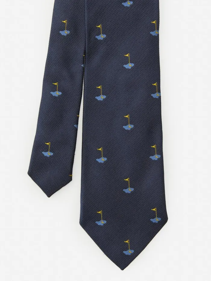 JMcLaughlin Silk Tie In Golf Navy Men Ties