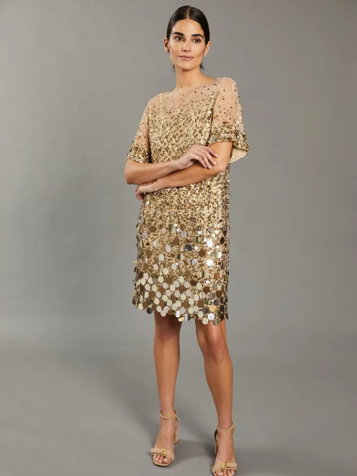 JMcLaughlin Tricia Sequin Dress RSVP X Steven Stolman Gold Women Dresses