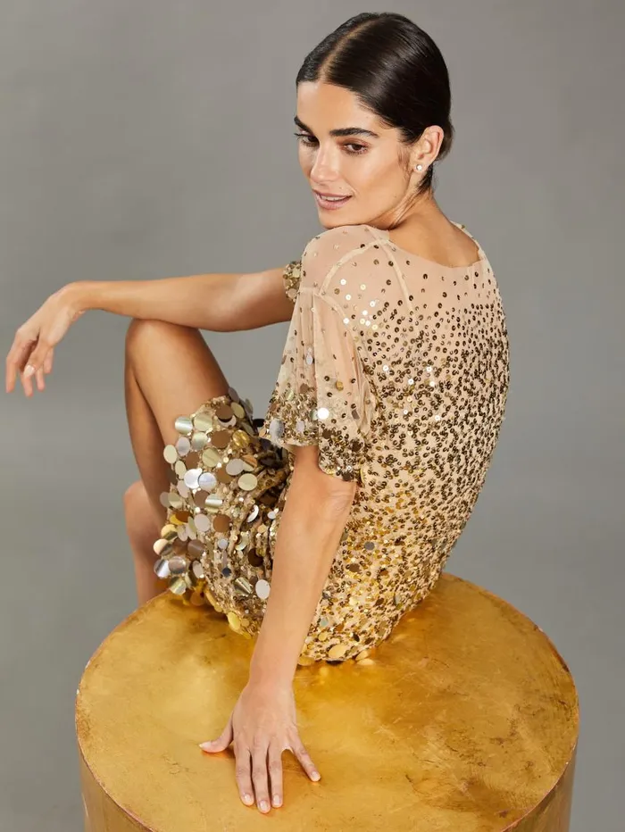 JMcLaughlin Tricia Sequin Dress RSVP X Steven Stolman Gold Women Dresses JMcLaughlin Tricia Sequin Dress RSVP X Steven Stolman Gold Women Dresses