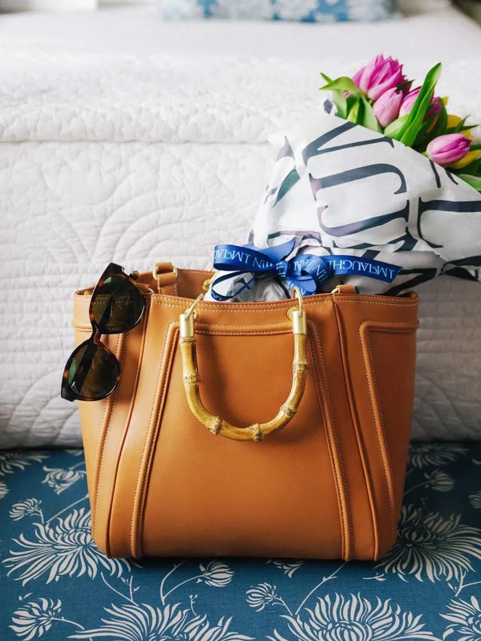 JMcLaughlin Veranda Leather Tote Vachetta WomenMen Totes