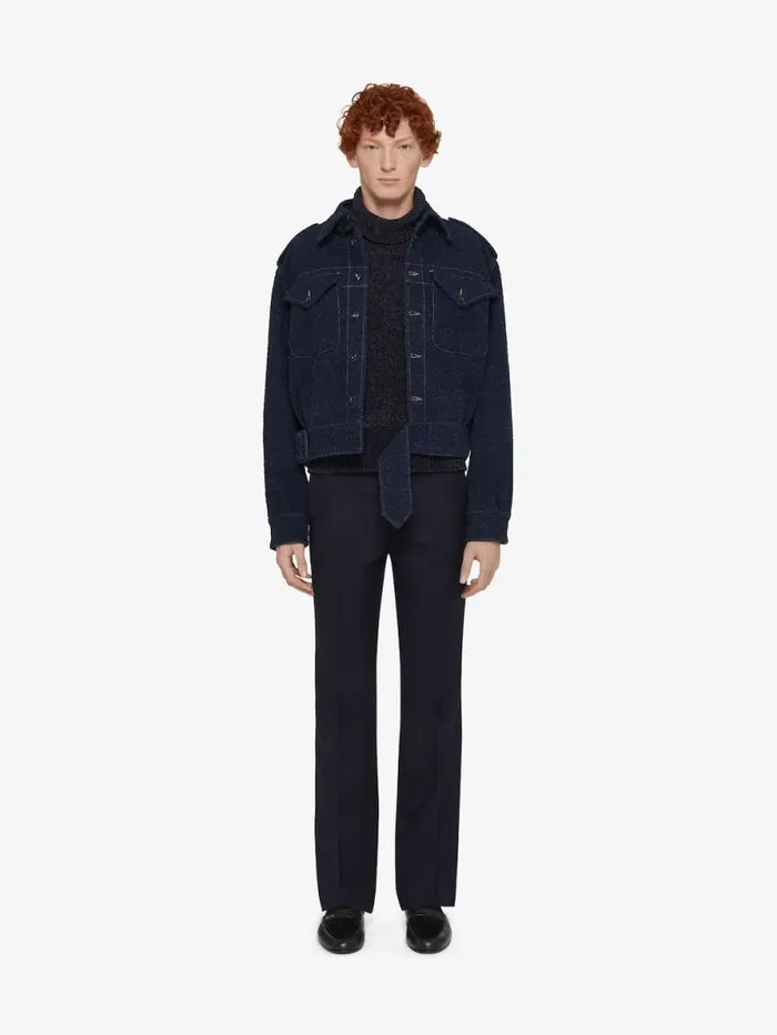 Jacket In Boucle Denim Indigo Blue Men Givenchy Coats and Jackets