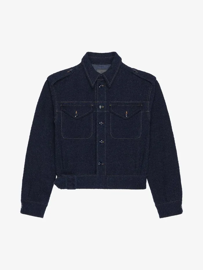 Jacket In Boucle Denim Indigo Blue Men Givenchy Coats and Jackets
