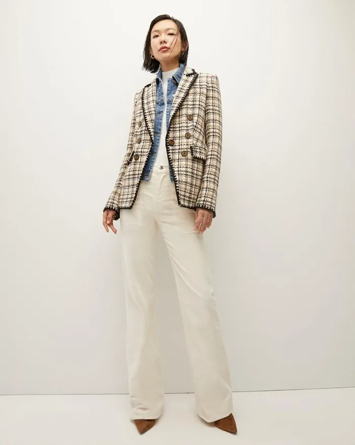 Jackets and Outerwear ShopJackets Veronica Beard Lawrence CrochetTrim Tweed Dickey Jacket Ecruochre