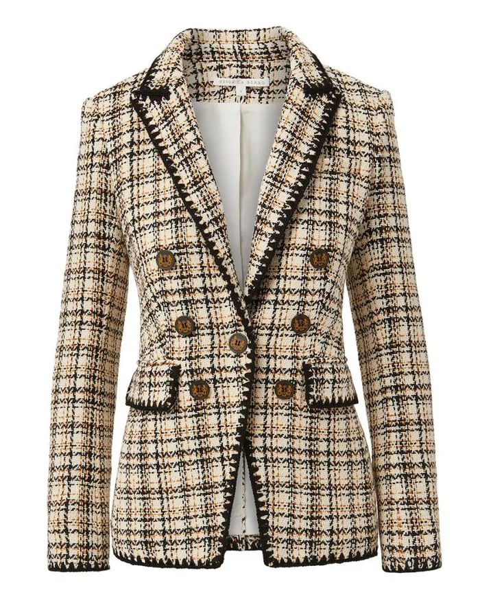 Jackets and Outerwear ShopJackets Veronica Beard Lawrence CrochetTrim Tweed Dickey Jacket Ecruochre