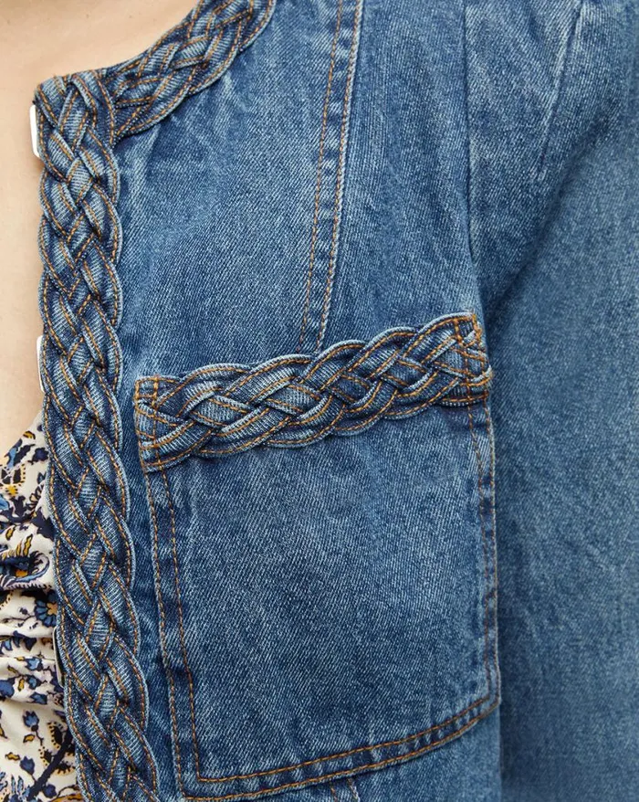 Jackets and Outerwear Shop Veronica Beard Arrowe Denim Jacket Stone Bright Blue