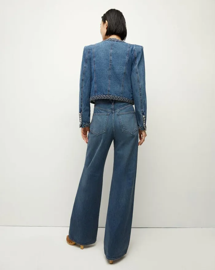 Jackets and Outerwear Shop Veronica Beard Arrowe Denim Jacket Stone Bright Blue