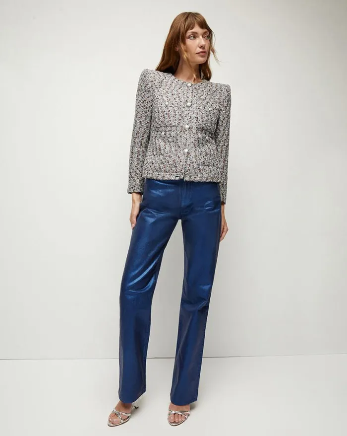 Jackets and Outerwear Shop Veronica Beard Ferazia Tweed Jacket Silver Multi