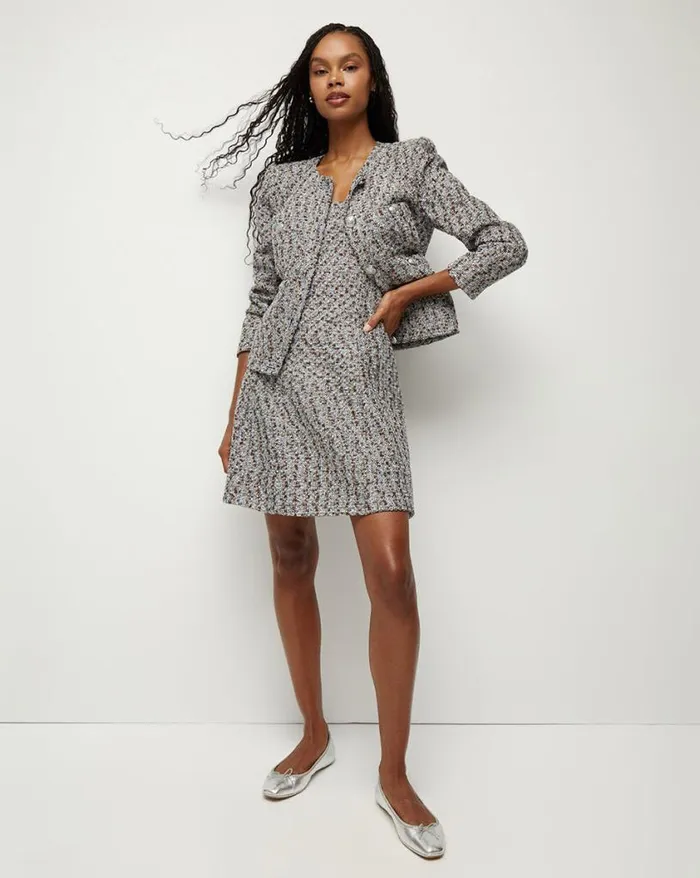 Jackets and Outerwear Shop Veronica Beard Ferazia Tweed Jacket Silver Multi