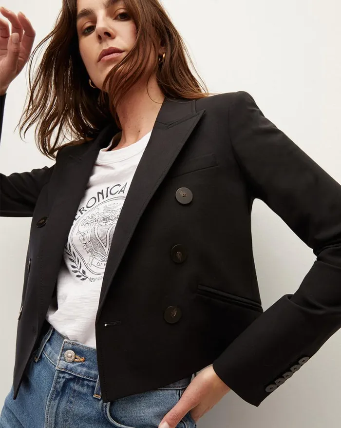 Jackets and Outerwear Shop Veronica Beard Nevis Cropped Jacket Black