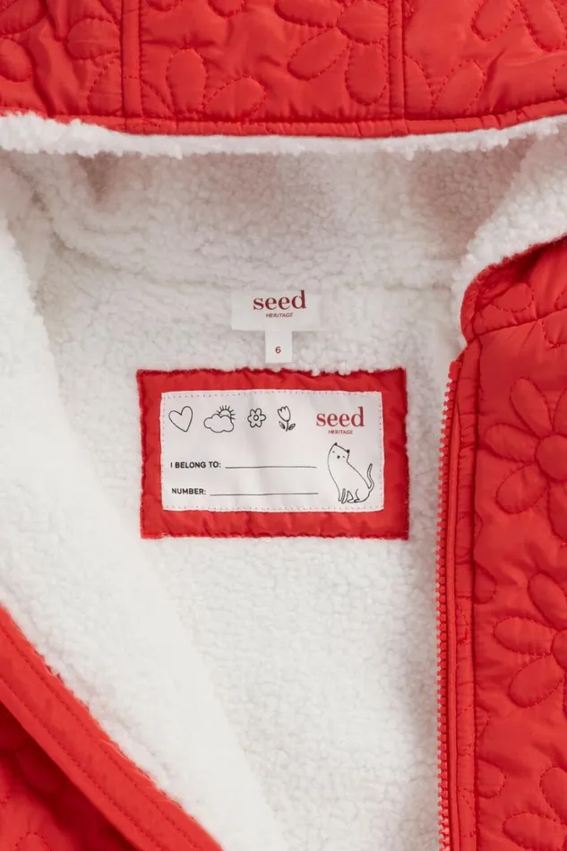 Jackets and Vests Girl Seed Heritage Daisy Quilted Anorak Super Red