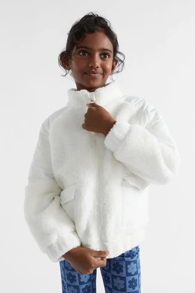 Jackets and Vests Girl Seed Heritage Splice Sherpa Jacket Canvas