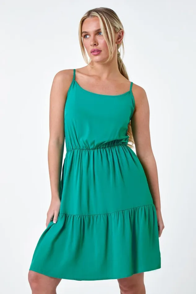 Jade Petite Sleeveless Frill Hem Dress Women Roman Dresses