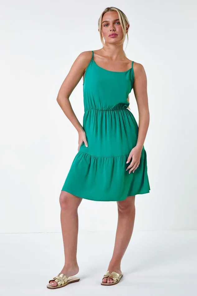Jade Petite Sleeveless Frill Hem Dress Women Roman Dresses