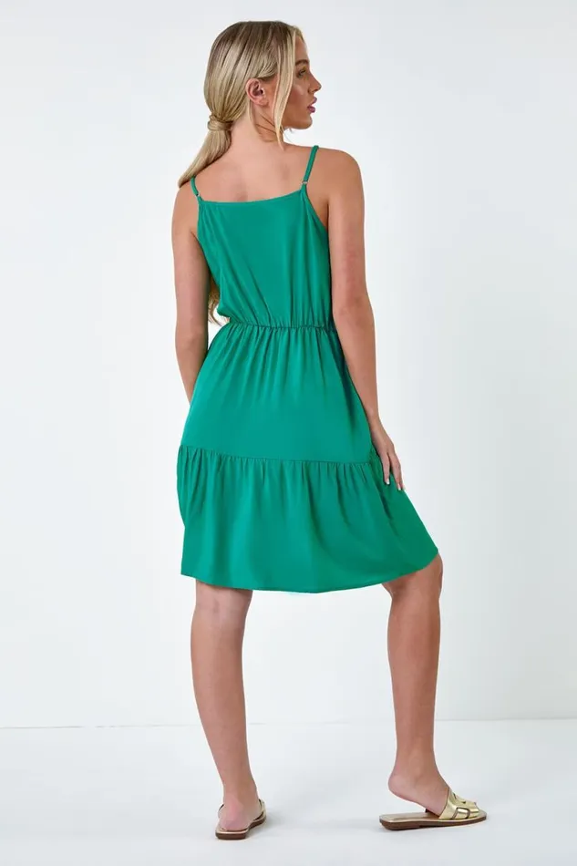 Jade Petite Sleeveless Frill Hem Dress Women Roman Dresses