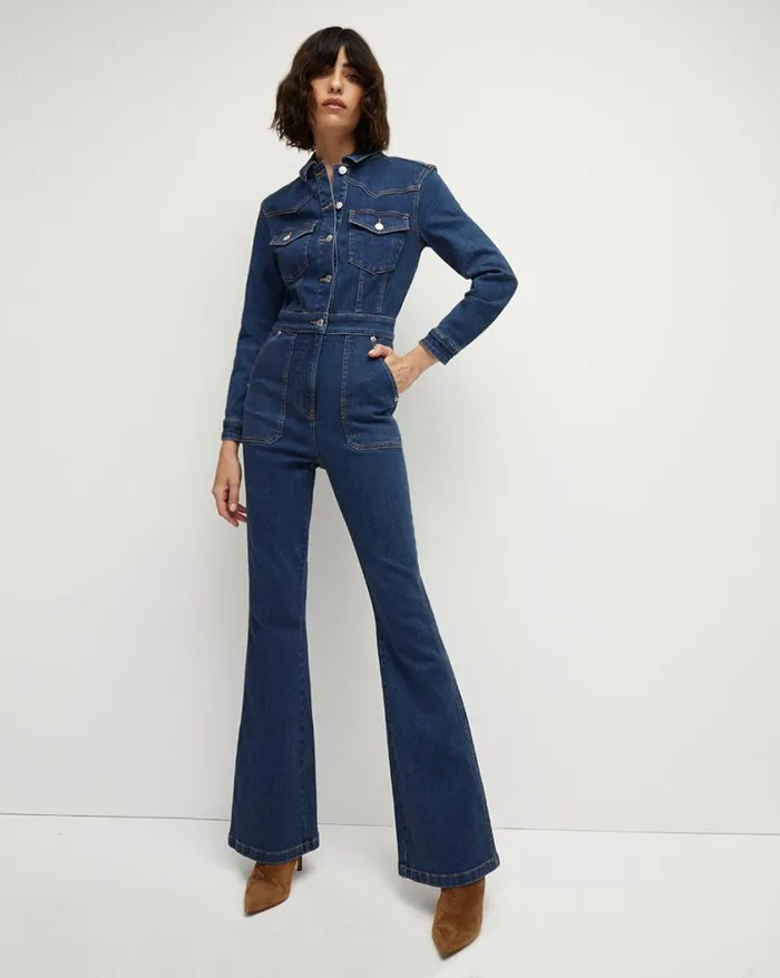 Jeans Shop Veronica Beard Follie Denim Jumpsuit Stoned Bright Blue