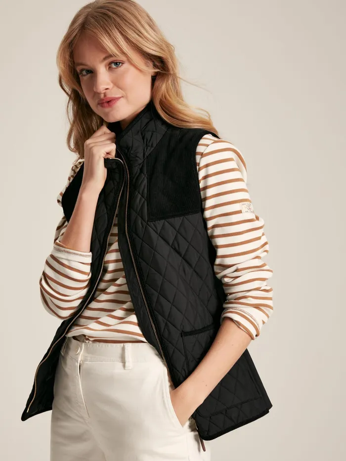 Joules Coats and Jackets Black Showerproof Diamond Quilted Gilet 8211 Women
