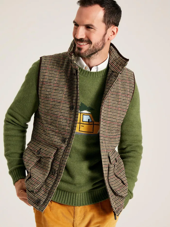 Joules Coats and Jackets Brown Tweed Gilet 8211 Men