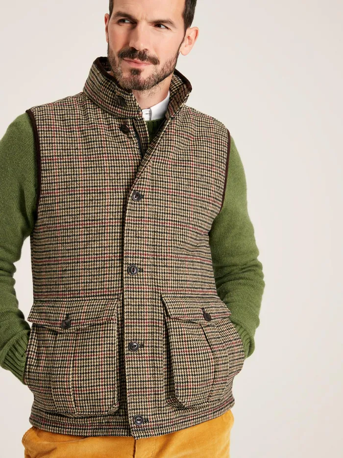 Joules Coats and Jackets Brown Tweed Gilet 8211 Men