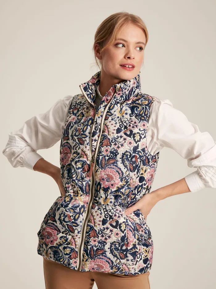Joules Coats and Jackets Paisley Print Showerproof Padded Gilet 8211 Women