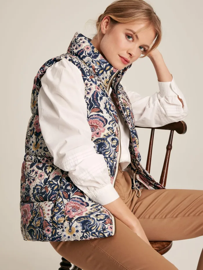 Joules Coats and Jackets Paisley Print Showerproof Padded Gilet 8211 Women