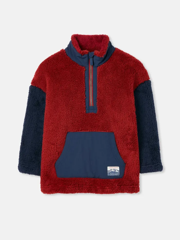 Joules Coats and Jackets RedNavy Blue Half Zip Borg Fleece 8211 Boys