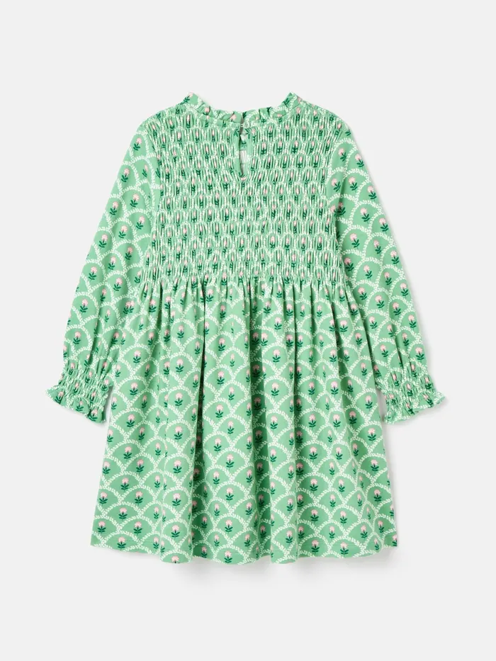 Joules Dresses Green Cotton Shirred Floral Dress 8211 Girls