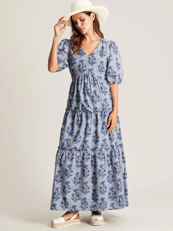 Joules Dresses Light Blue VNeck Tiered Dress 8211 Women