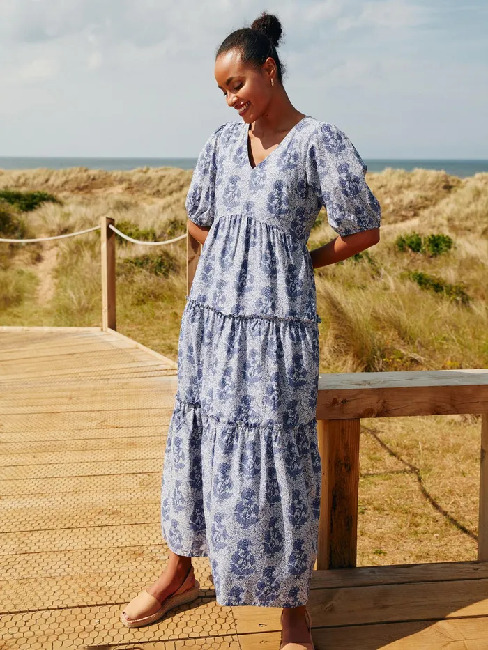 Joules Dresses Light Blue VNeck Tiered Dress 8211 Women