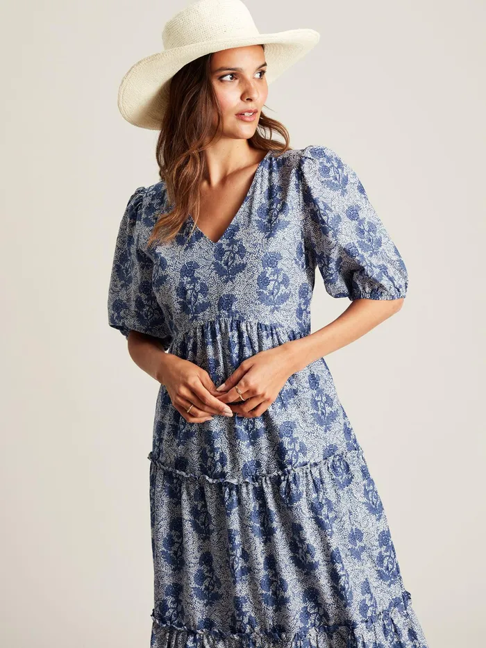 Joules Dresses Light Blue VNeck Tiered Dress 8211 Women