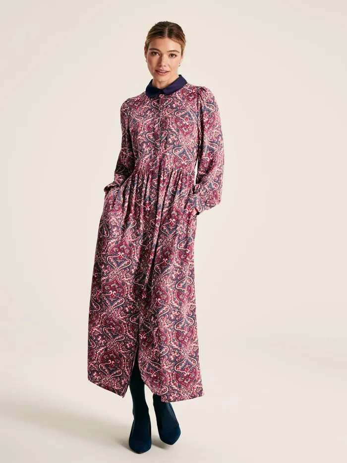 Joules Dresses Navy Blue Printed Shirt Dress 8211 Women