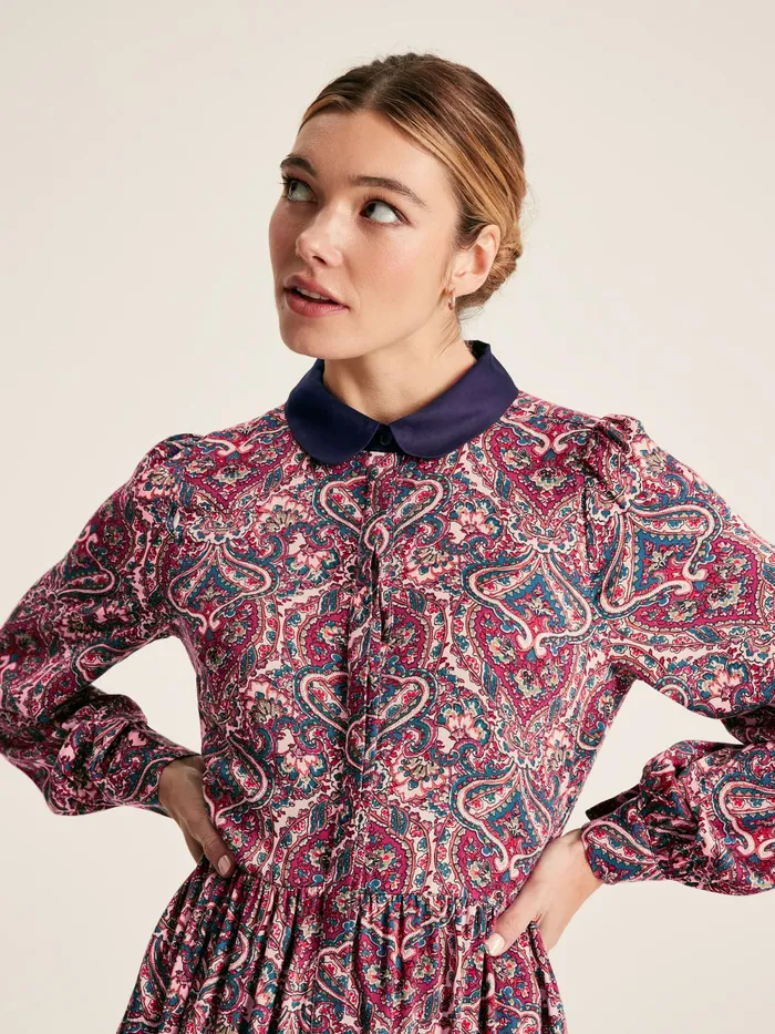 Joules Dresses Navy Blue Printed Shirt Dress 8211 Women