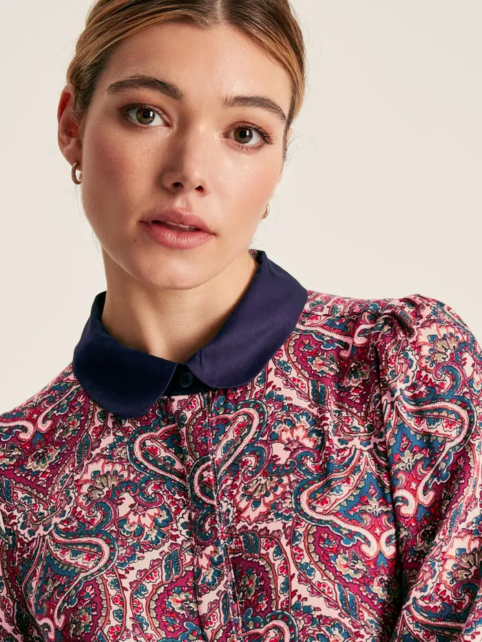 Joules Dresses Navy Blue Printed Shirt Dress 8211 Women