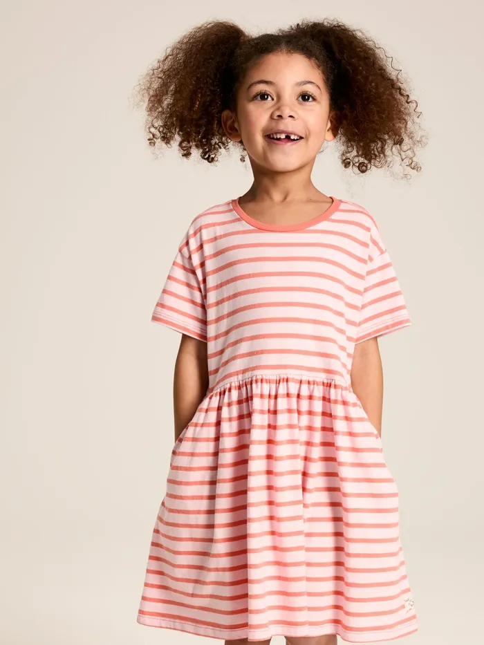 Joules Dresses Pink Stripe TShirt Dress 8211 Girls