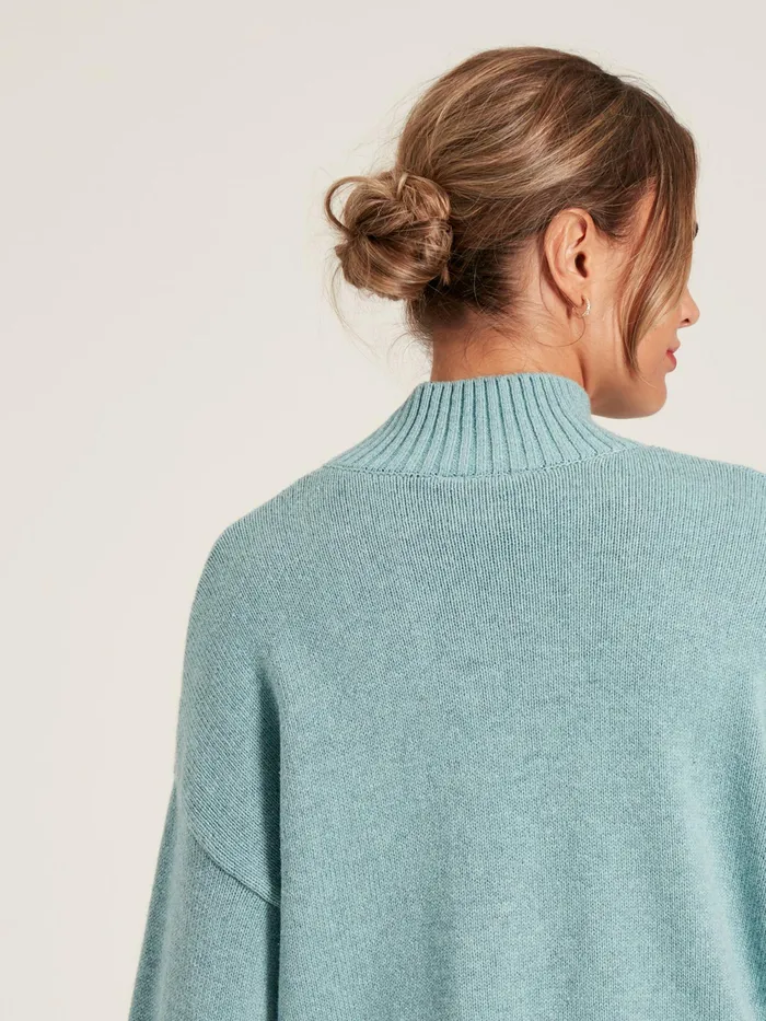 Joules Knitwear Light Blue High Neck Intarsia Ski Jumper 8211 Women