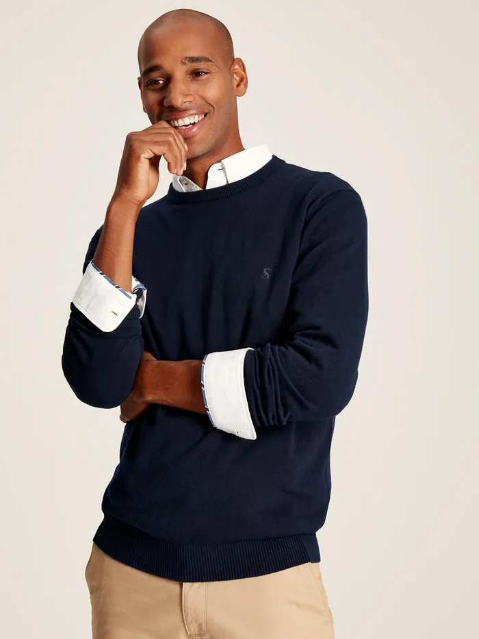 Joules Knitwear Navy Cotton Crew Neck Jumper 8211 Men