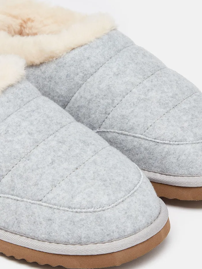 Joules Nightwear Grey Faux Fur Lined Slippers 8211 Women