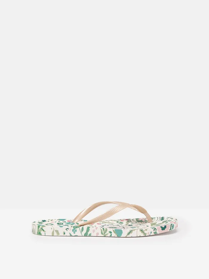 Joules Sandals Cream Floral Printed Flip Flops 8211 Women