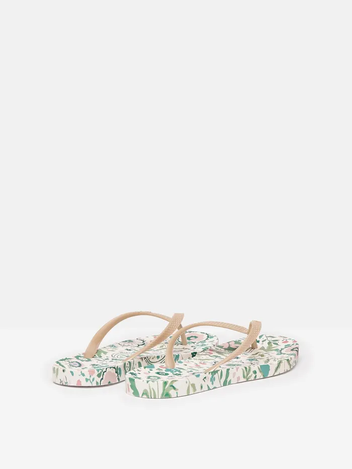 Joules Sandals Cream Floral Printed Flip Flops 8211 Women