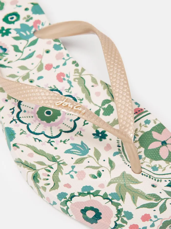Joules Sandals Cream Floral Printed Flip Flops 8211 Women